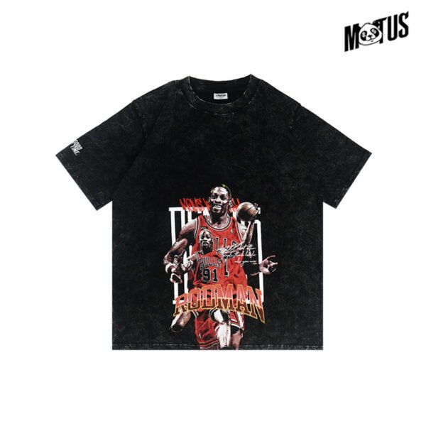 RODMAN ON ACT BLACK WASHED TEE